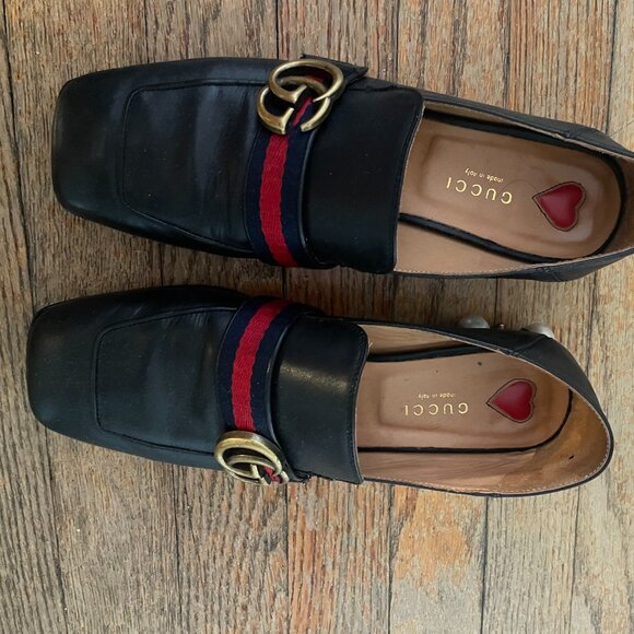 Gucci Peyton Leather Flats with pearl heels size 39 - Picture 3 of 8